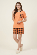 Coral Check Pocket Shorts Set