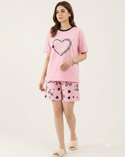 Blush Love Heart Shorts Set