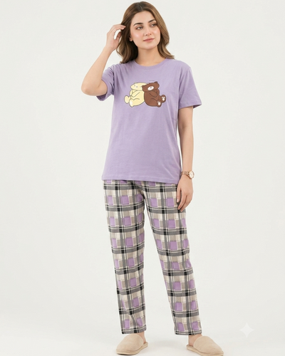 Lavender Teddy Plaid Lounge Set